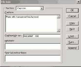 Диалоговое окно File Info
